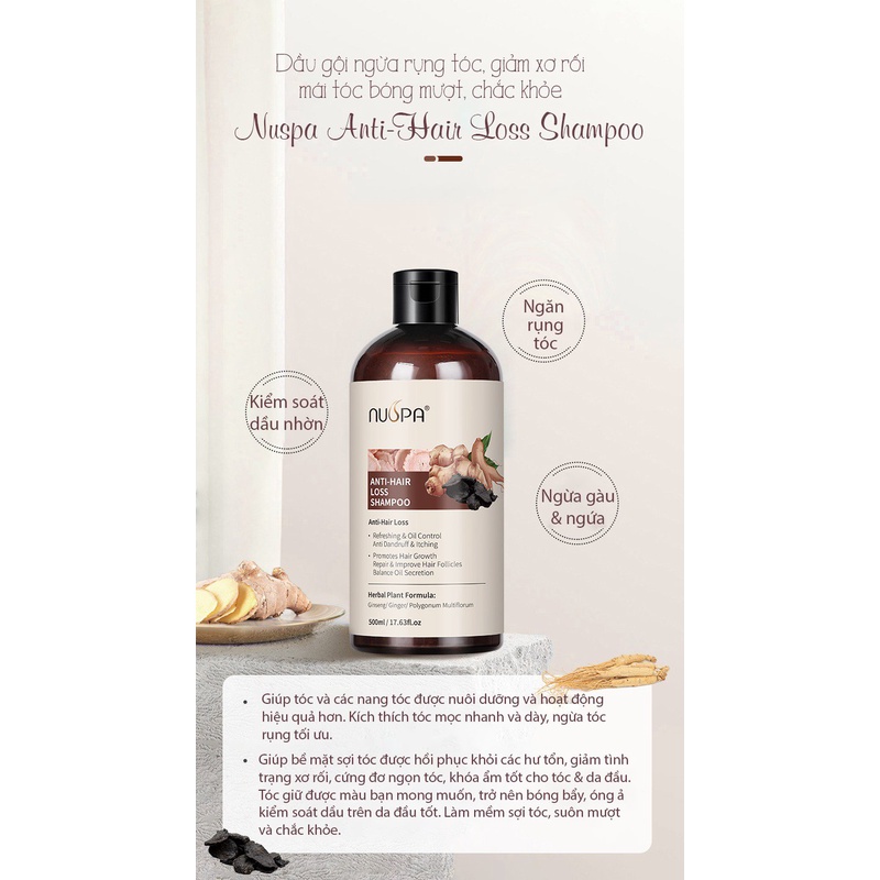 Bộ sản phẩm kích thích mọc tóc, ngăn ngừa giảm chống rụng tóc, giúp tóc chắc khỏe Nuspa Anti - Hair loss