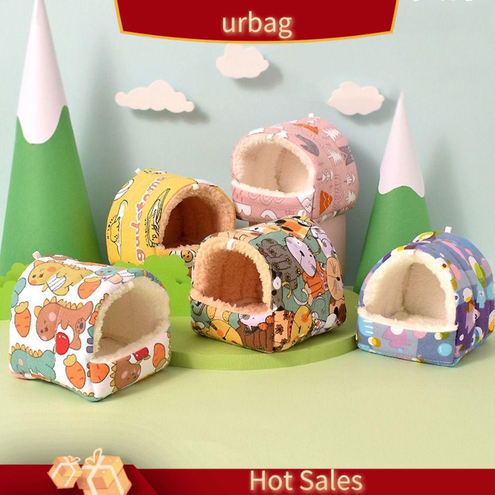 URBAG Chuồng sóc Thỏ Nhà chuột hamster Ấm áp mùa đông Vải nhung lông Giường ngủ động vật nhỏ Sáng Tạo Đầy màu sắc Thảm lồng mini