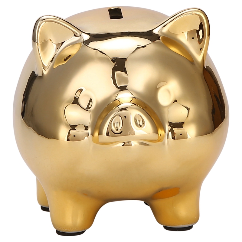 E3Ceramic Gold Pig Piggy Bank Cute Coin Piggy Bank Lucky Pig Decoration