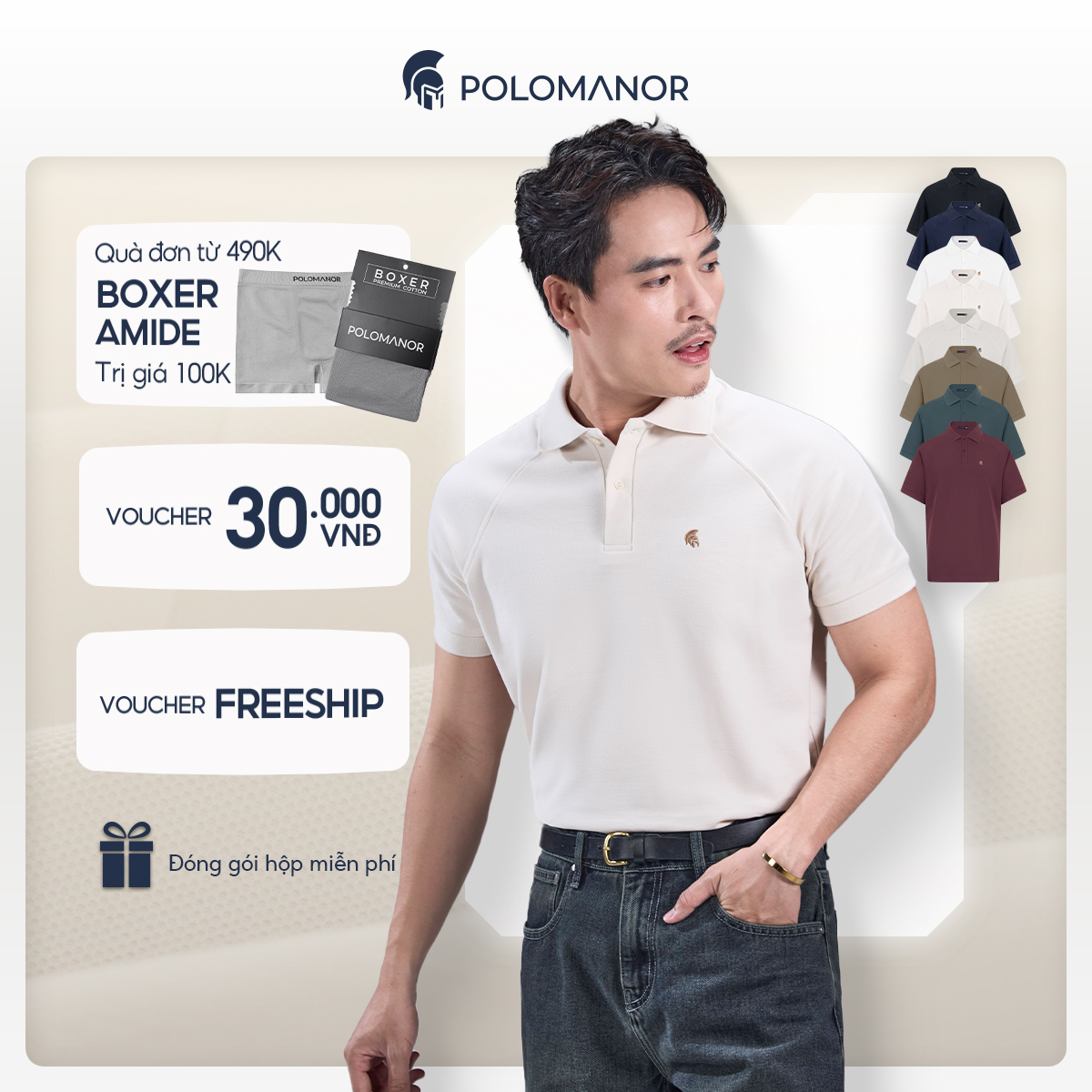 Áo polo nam cao cấp BASIC DIAMOND, chất liệu mới cotton diamond USA thanh lịch sang trọng - POLOMANOR