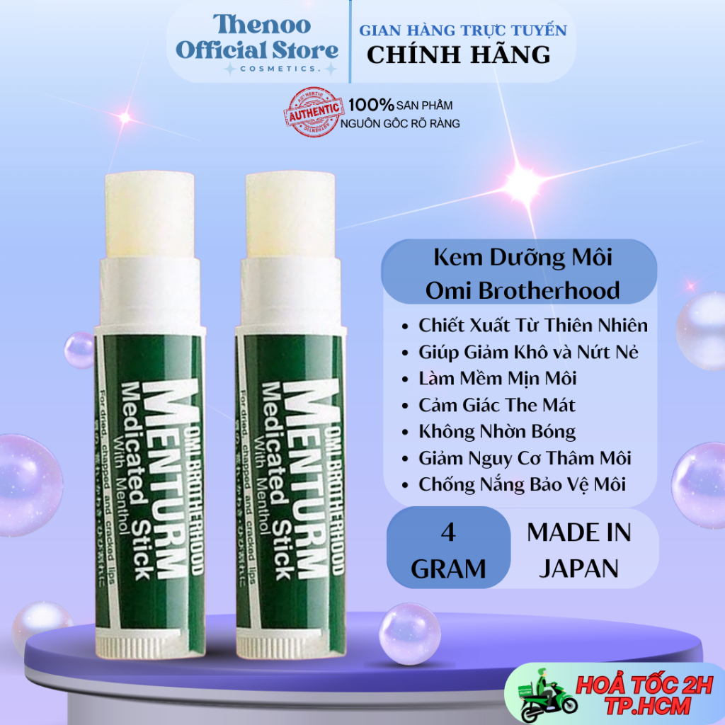 Son Dưỡng Omi Brotherhood Menturm Medicated Stick With Menthol 4g Nhật Bản - Dành Cho Môi Khô Và Nứt Nẻ