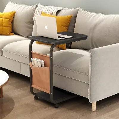 Living Room Removable Side Table With Storage Bag Lazy Small Laptop Desk Tea Table Coffee Table Study Desk Lie Down Office Desk Bedside Table Simple Corner Table Bedside Shelf