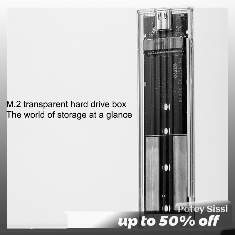 Potey M.2 NVMe PCIe NGFF SATA giao thức trường hợp rõ ràng USB Loại C 10Gbps PCI-E trong suốt bên ngoài hộp đĩa cứng trường hợp cho máy tính xách tay điện thoại