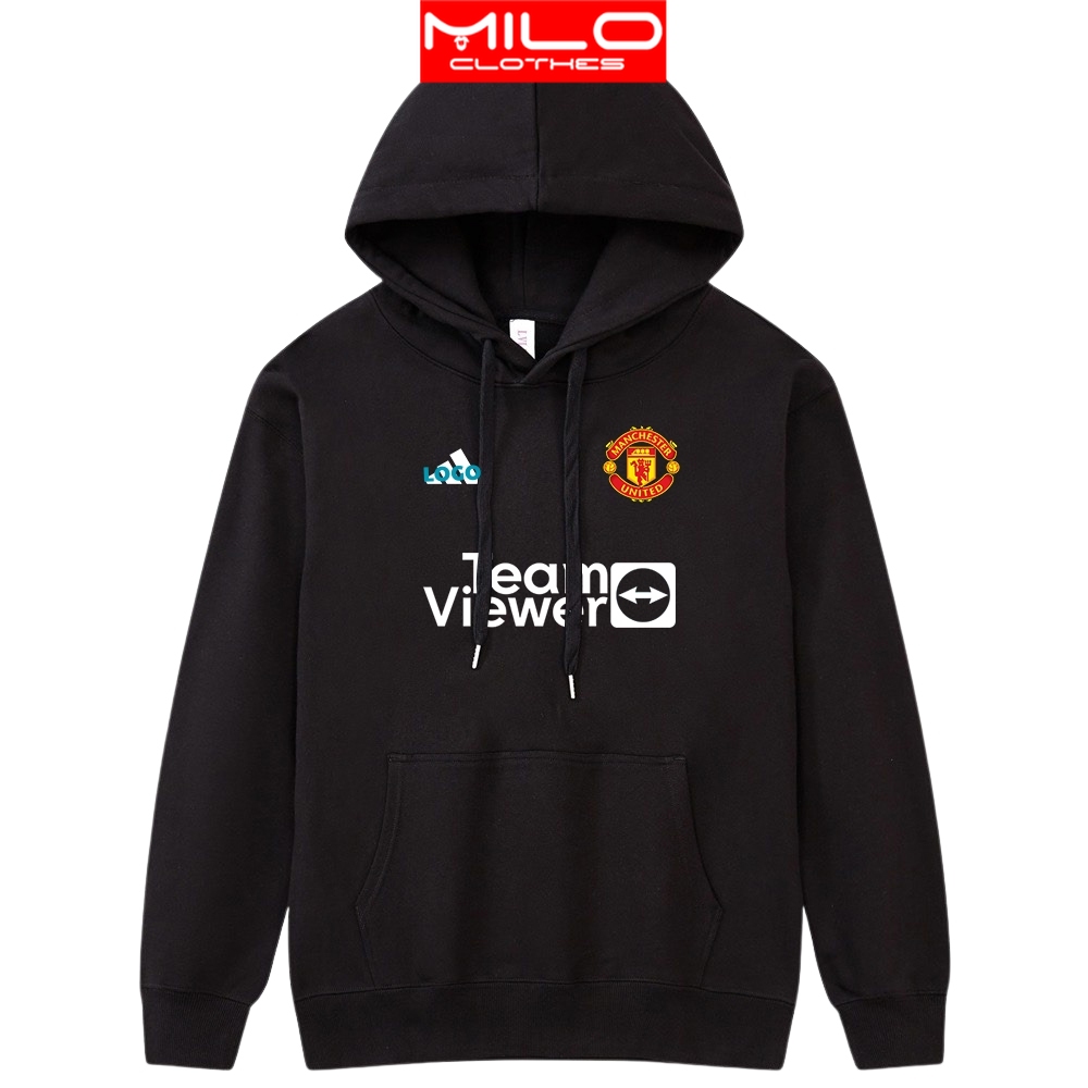 Áo hoodie Manchester United phiên bản áo đấu vải nỉ bông 2 lớp form rộng - Áo khoác có mũ trùm đầu i