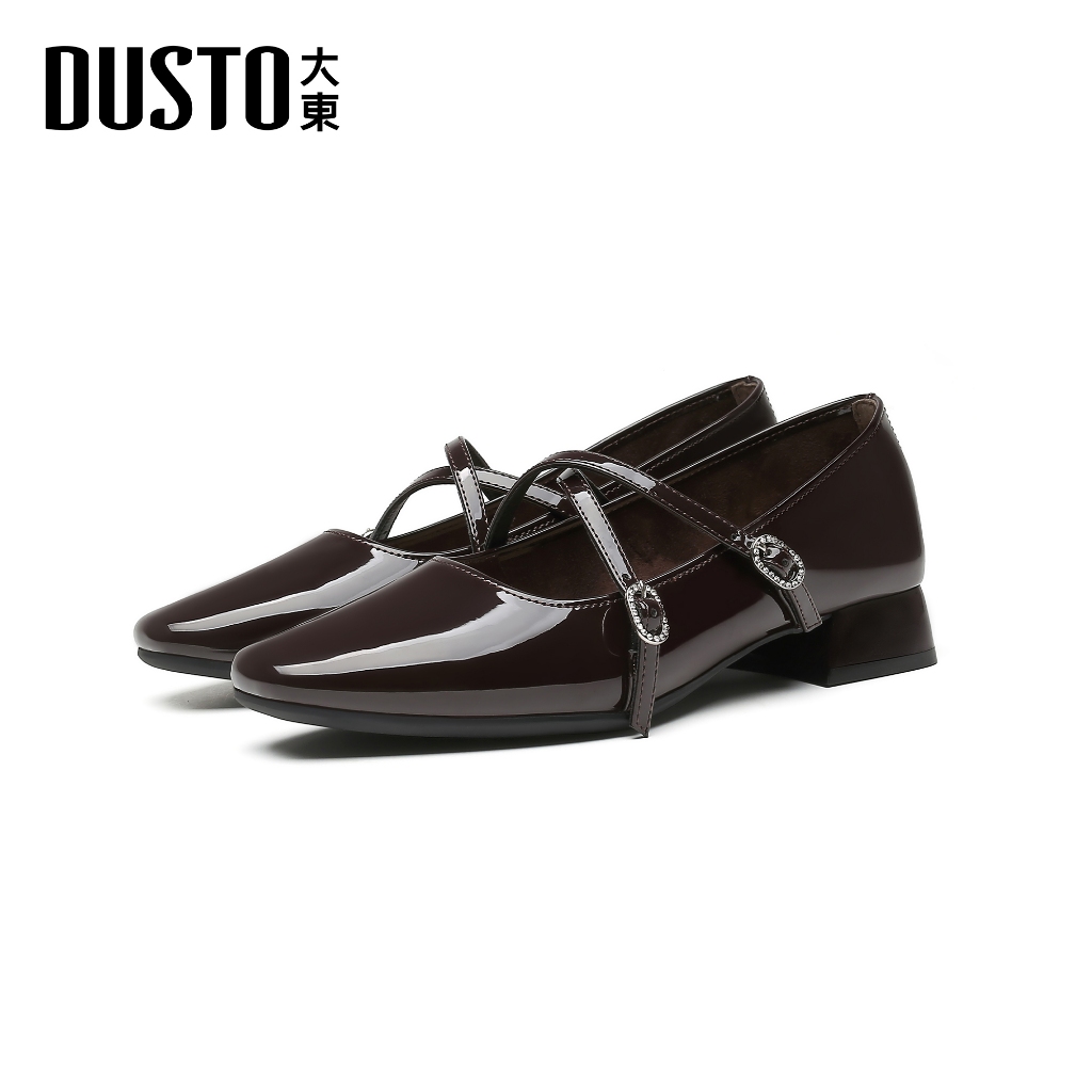 DUSTO รองเท้าแมรี่เจนหนังแก้ว ฤดูกาล2024 หัวแหลมปลายมนเสริมส้น2.5cm สามารถใส่ได้ 2 แบบ สายตรง/สายไคว้ ราคา 509 บาท*ส่งฟรี