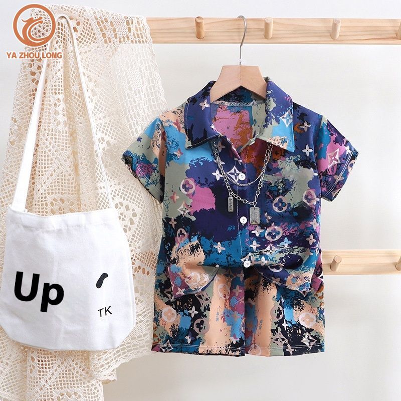 YA ZHOU LONG Children's Summer Suit Boy Summer Clothing Baby Short Sleeve Shorts Children T-shirt Loose Shirt Trendy Children's Clothing - ยี่ห้อ YA ZHOU LONG ราคา 120 บาท*ส่งฟรี