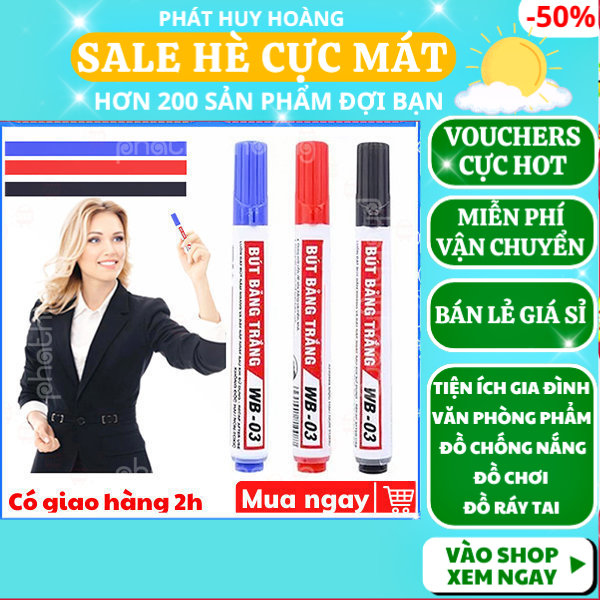 Bút lông viết bảng bôi được ( CÓ 3 MÀU ĐỎ ĐEN VÀ XANH CHO KHÁCH CHỌN ), bút lông xanh viết bảng trắng xóa được, but long viet bang xoa duoc nhỏ gọn tiện lợi, bút lông màu xoá được viết bảng, đồ dùng học tập, Phát Huy Hoàng