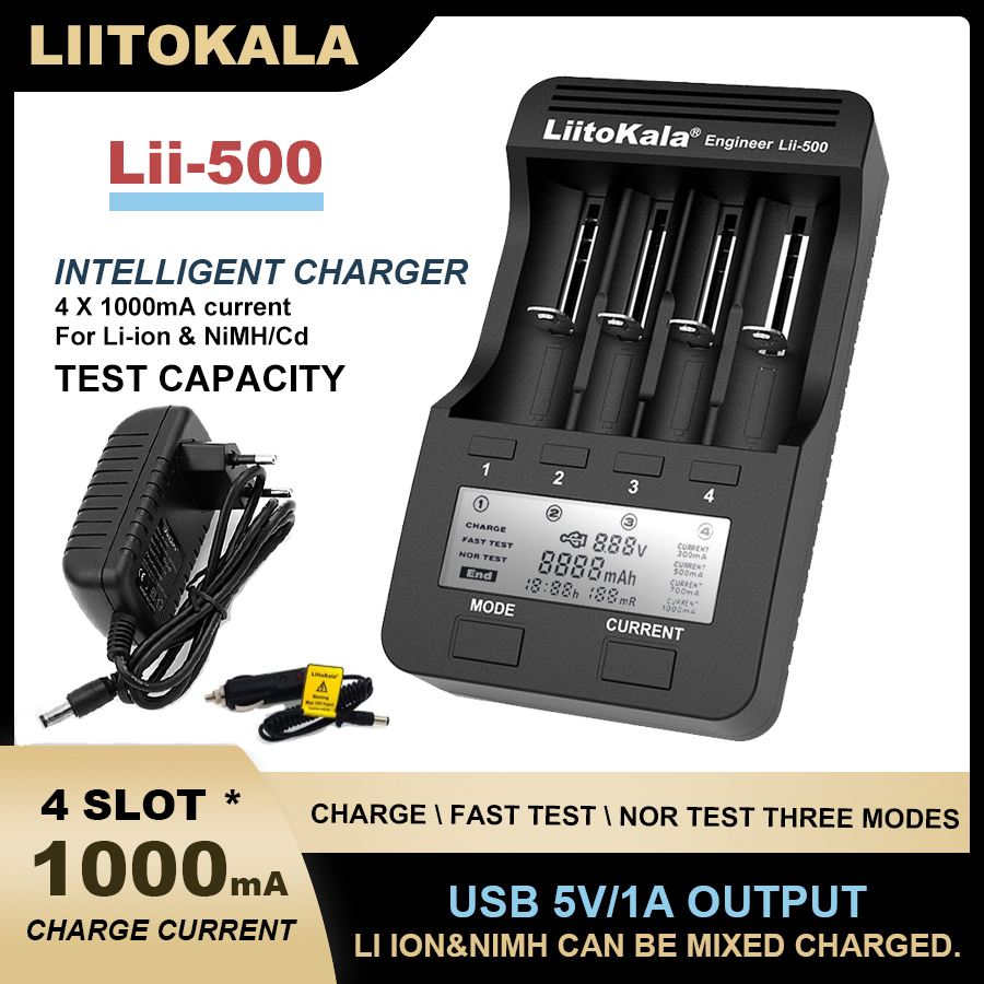 Liitokala Lii-500 Lii-PD2 Lii-PD4 Lii-202 sạc 18650, 1.2V 3.7V 18350 18500 20700 14500 26650 AA NiMH