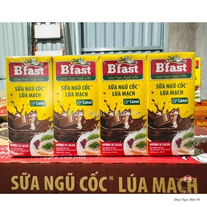 Lốc 4 Hộp Sữa Ngũ Cốc Lúa Mạch B’fast Vị Ca Cao Hộp 180ml