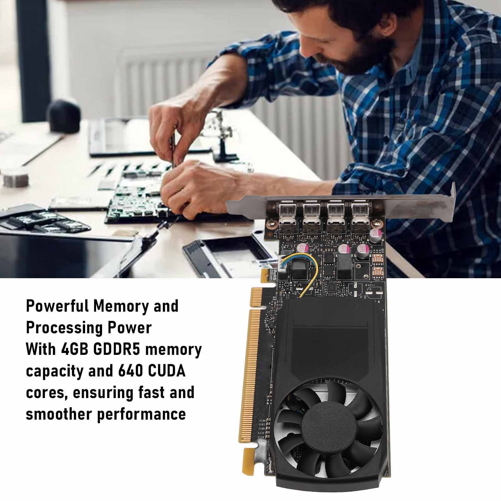 Garosa Card đồ họa Công nghệ HDR Thẻ video chơi game 4GB GDDR5 Yên tĩnh 640 lõi CUDA để tạo mô hình 3D Giá 7,387,000 Đồng*Miễn phí vận chuyển