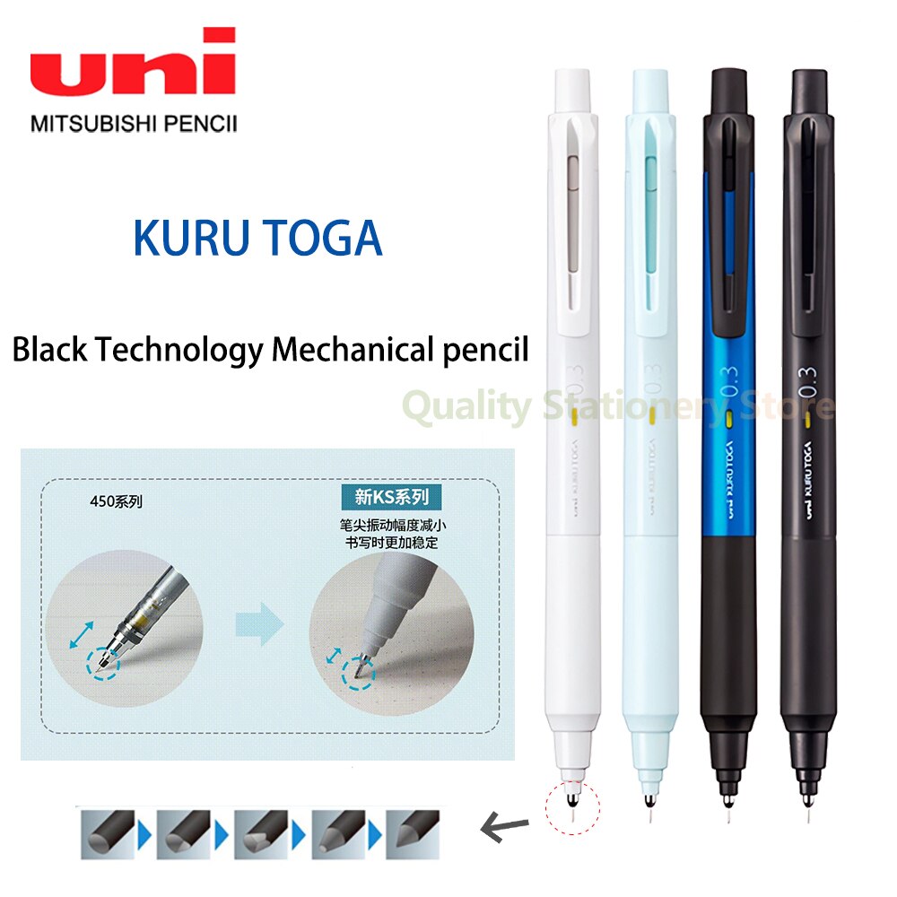 Uni bút chì cơ kuru toga đồ dùng học tập chì tự quay m3/5-KS phụ kiện văn phòng bản vẽ văn phòng phẩm nghệ thuật 0.3/0.5mm