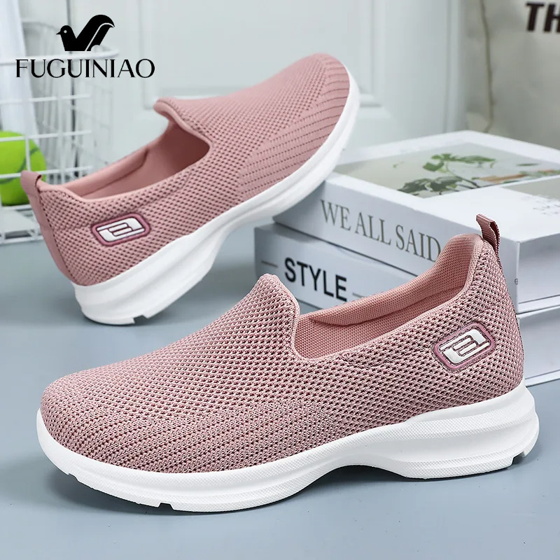 FUGUINIAO Shoes for Women Breathable Go Walk Sneakers for Ladies Breathable Slip on Canvas Flats Low Top Sport Tennis Shoes ราคา 252 บาท*ส่งฟรี