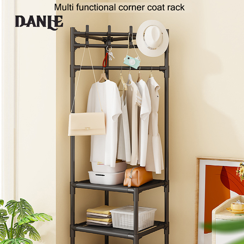 Multi-function corner coat rack, corner clothes hanger, floor shoe hat rack