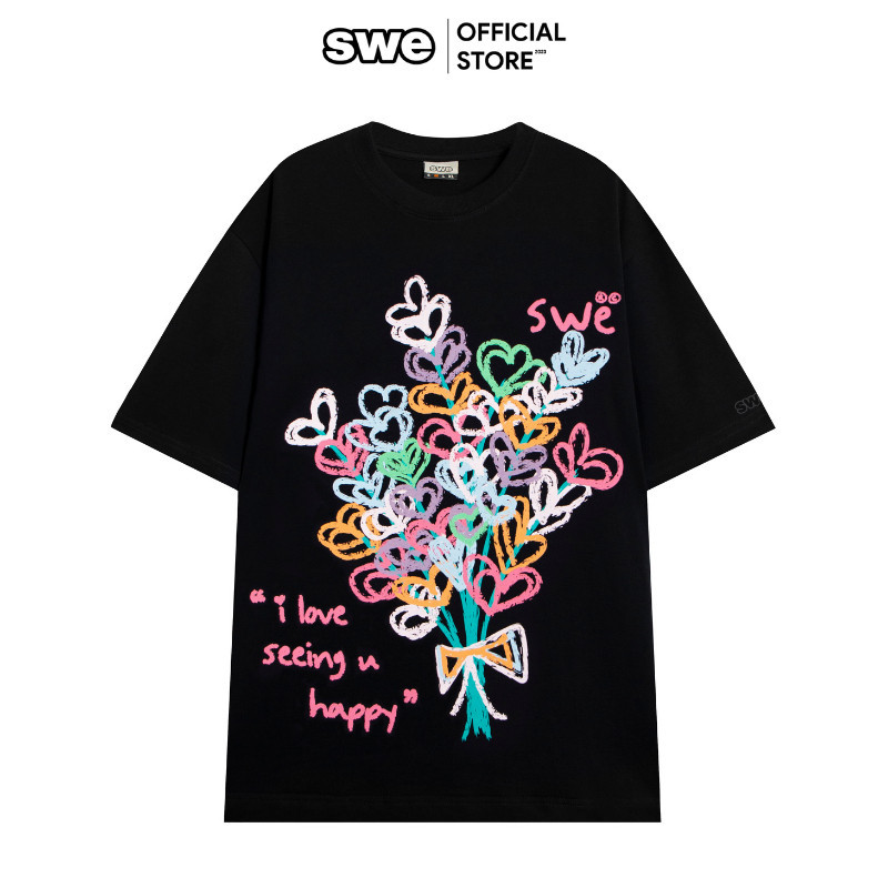 Áo Thun Local Brand Unisex SWE HAPPY TEE - Đen/ Trắng S-5XL