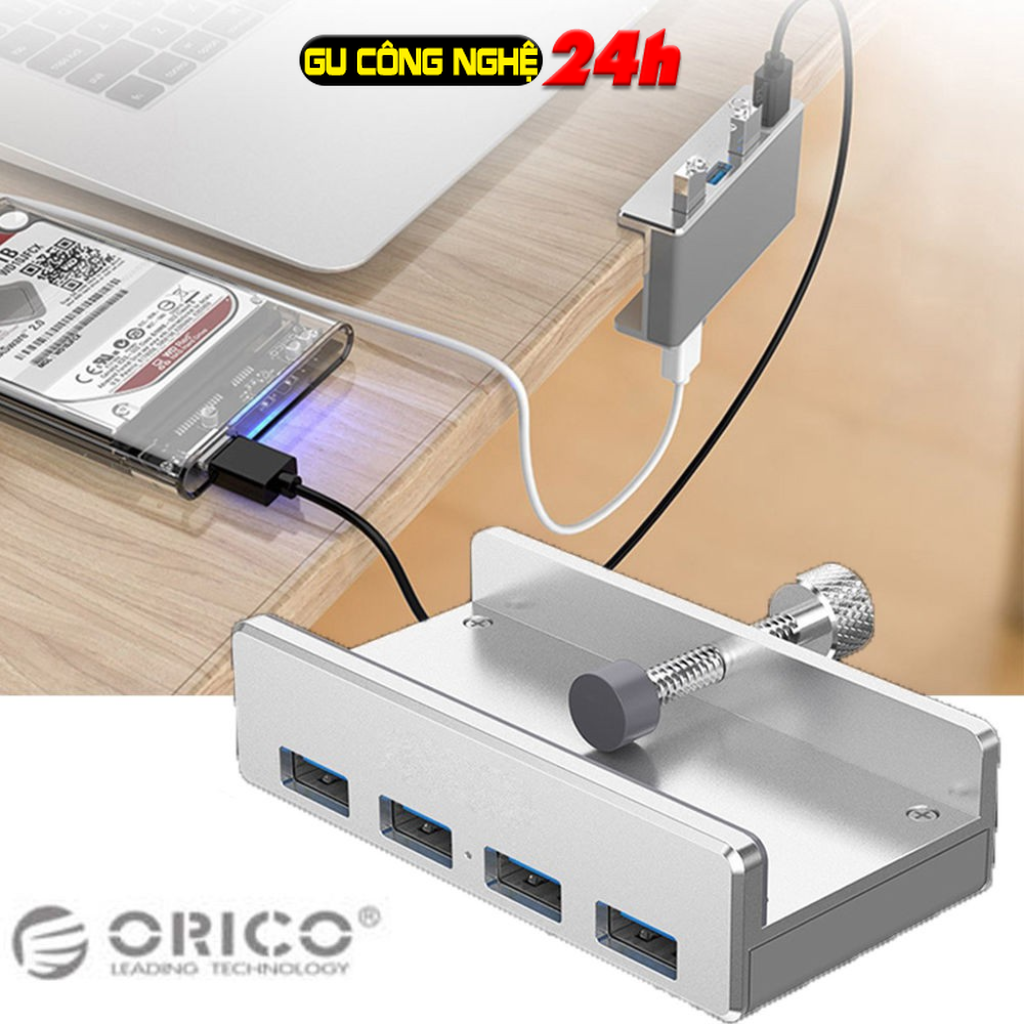 Bộ Chia Hub 4 Cổng Usb 3.0 Dạng Kẹp Vỏ Nhôm Orico Mh4Pu / MH2AC-U3 / MH4PU-P