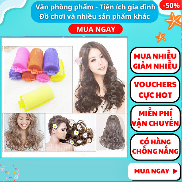 Lô 6 dụng cụ cuốn tóc uốn tóc bằng mút không xài điện xài nhiệt giá rẻ hiệu quả ✓ uốn tóc mái ✓ uốn tóc không nhiệt ✓ uốn tóc gợn sóng ✓ uốn tóc xoăn ✓ uốn tóc mini ✓ Nguyễn Thùy Store
