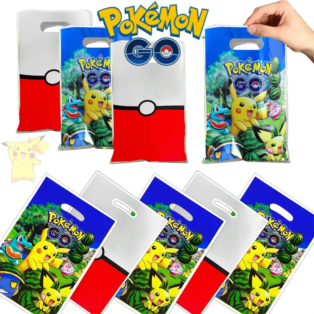 20Pcs Pokemon Túi Quà Tặng Túi xách xỏ dây Cậu Bé Pikachu Pokeball đồ Cung cấp tiệc sinh nhật Trang Trí Trẻ Em Đồ Chơi Christmars Quà Tặng Đảng Ủng Hộ