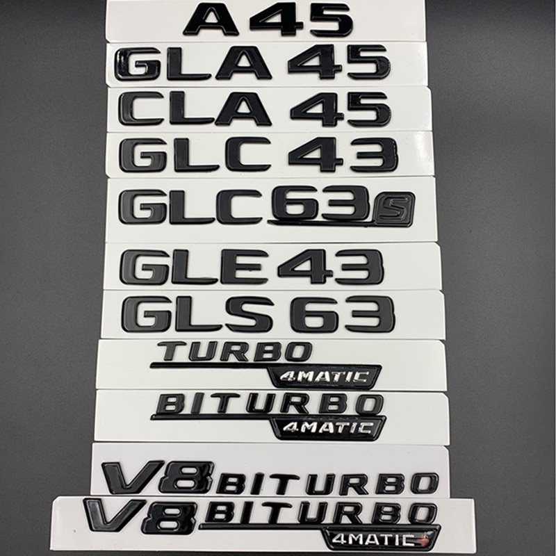 Hot ABS Car Sticker Trunk Badge Letters A45 GLA45 CLA45 GLC43 GLE43 GLS63
