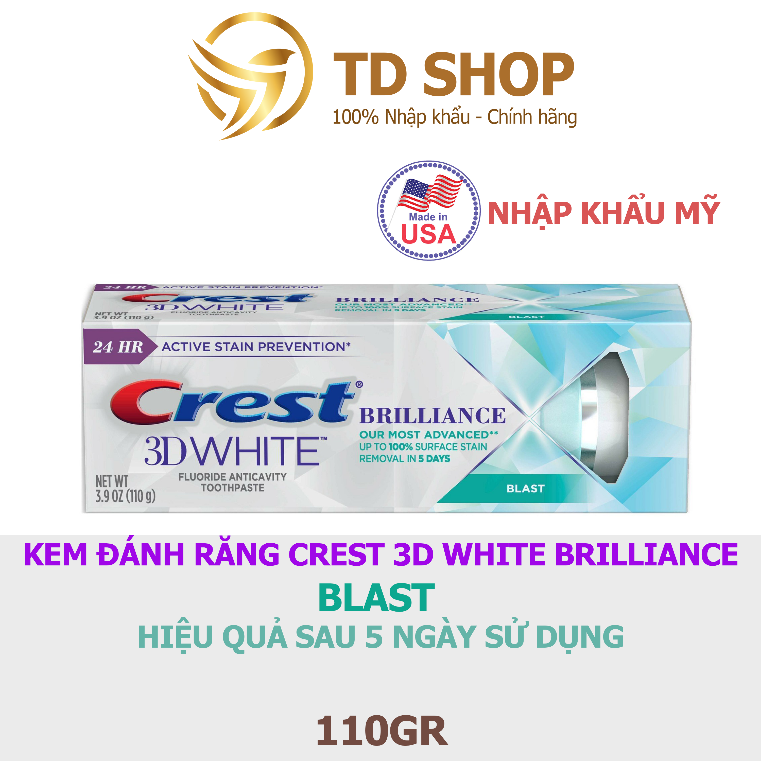 NK Mỹ Kem đánh răng Crest 3D White Brilliance Blast - TD Shop