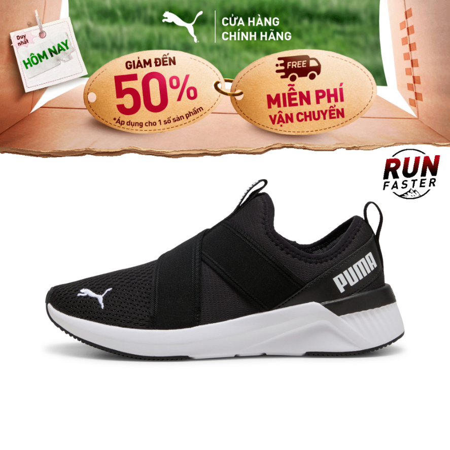Giày Chạy Bộ PUMA Nữ Softride Harli Slip on Wns Black-White Màu Đen