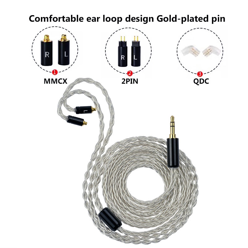 【Unbeatable Prices】 Yongse P10 8cores 6n Single Crystal Copper Silver Plated Hifi Earphone Cable 2.5