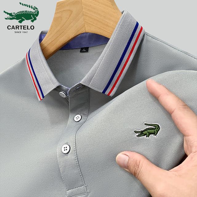 CARTELO Summer New Mens Lapel Anti-pillin Polo Shirt Embroidered Short Sleeve Casual Business Fashion Slim Fit Polo Shirt