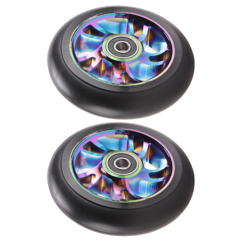 2 Pcs 100Mm Scooter Replacement Wheels with Bearing Stunt Scooter Pu