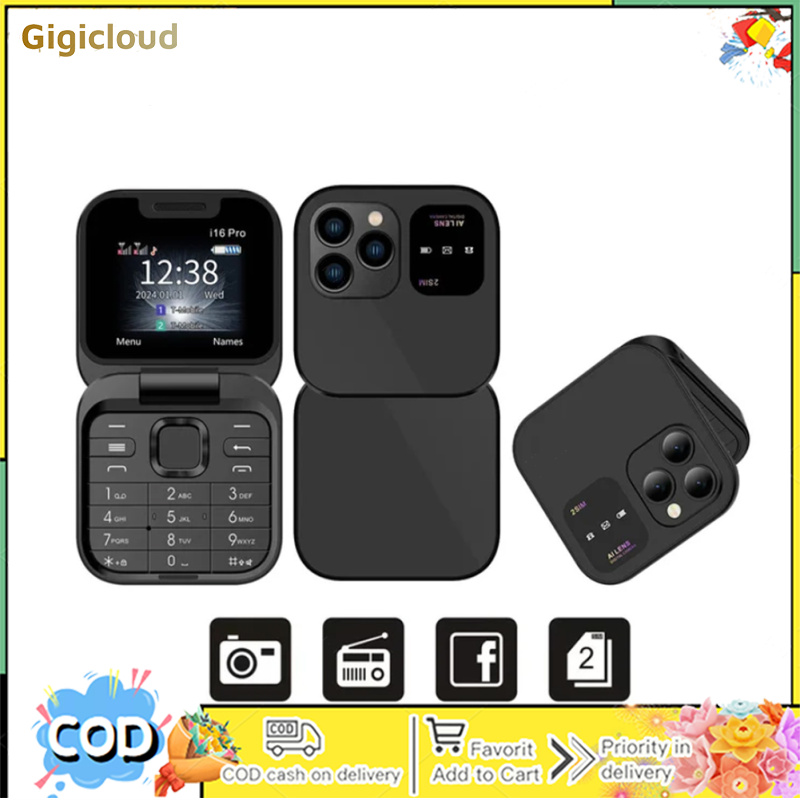 I16pro Small Foldable Mobile Phone Auto Call Record Speed Dial Dual SIM Card High Definition Rear Camera Flip Telephones ราคา 527 บาท*ส่งฟรี
