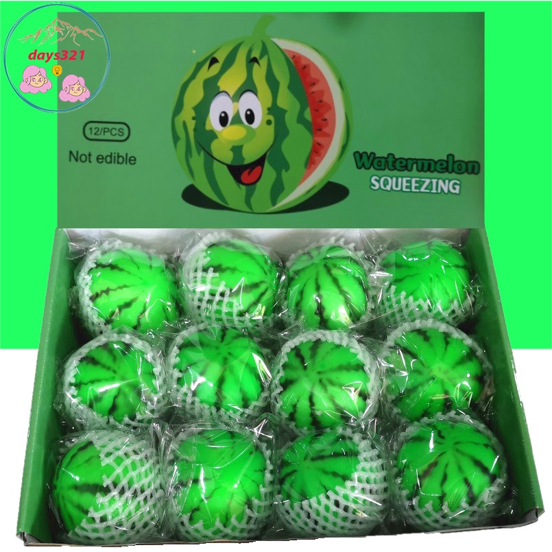 Squishy HÌNH QUẢ DƯA HẤU SỌC MÀU ĐEN Mochi đồ chơi bóp tay mềm mịn dễ thương chân thực giảm stress co dãn đàn hồi ngộ ng - MSP816741