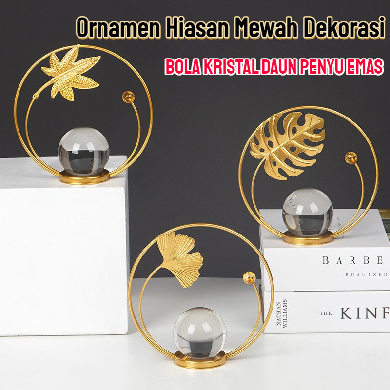 Ornamen Hiasan Mewah Dekorasi / Pajangan Daun Gingko Monstera Pohon Hoki Pajangan Meja Lingkaran