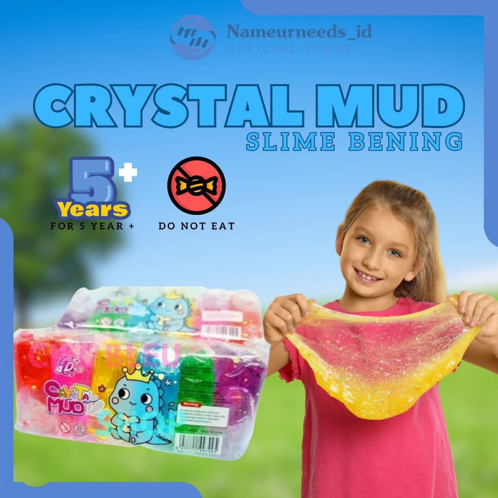 Crystal Mud Slime Pack Isi 6 Warna Clay Bening Mainan Edukasi Anak
