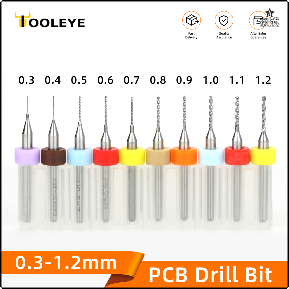 [vnwo07] 10pcs 0.3-1.2mm PCB Drill Bit Micro Tungsten Steel Bit For Printed Circuit Board Mini CNC Carbide Drill Bit Set 1/8" Fixed Shank
