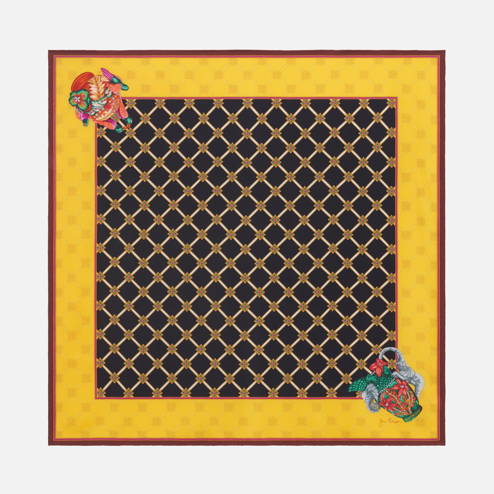 Tub Suang Silk Twill Printed Scarf - Black ราคา 2,916 บาท*ส่งฟรี