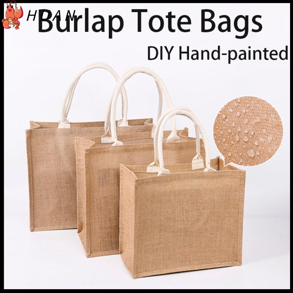 HUAN Vẽ Tay Túi vải lanh nữ Di động Đay Túi Tote Vải Bố Nhiều kích cỡ Cổ điển Túi nhiều lớp Phụ nữ