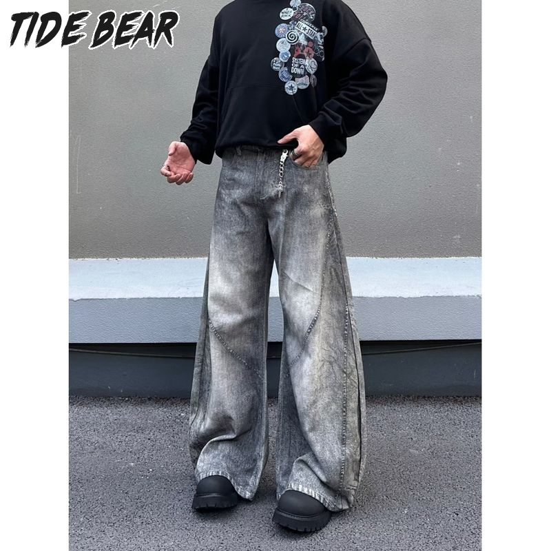 Quần Jeans ống rộng quần jeans thời trang đơn giản cho nam lười văn học đa năng thời thượng mùa thu có thể giặt phong cách retro 2025
