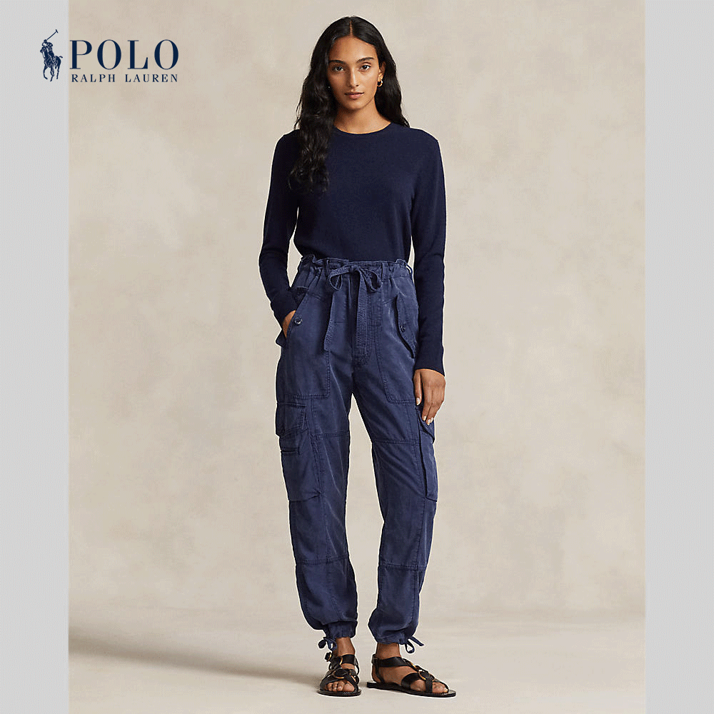 Polo Ralph Lauren Women Pants-Linen-Blend Twill Cargo Pant WMPOPNTNDL20193 410 Navy-410 ราคา 9,800 บาท*ส่งฟรี