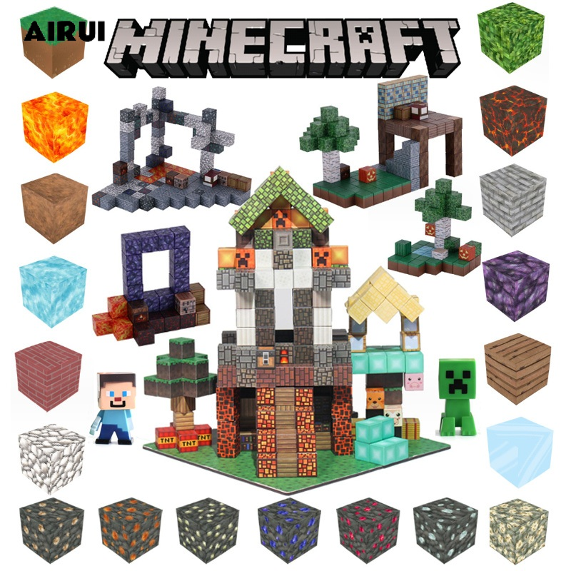 Bộ Đồ Chơi Khối Nam Châm Lắp Ráp minecraft diy Cho Bé