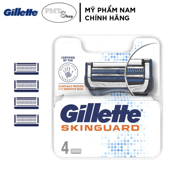 Hộp 4 cái Lưỡi thay thế dao cạo râu cao cấp Gillette Fusion Skinguard dành cho da nhạy cảm giá rẻ