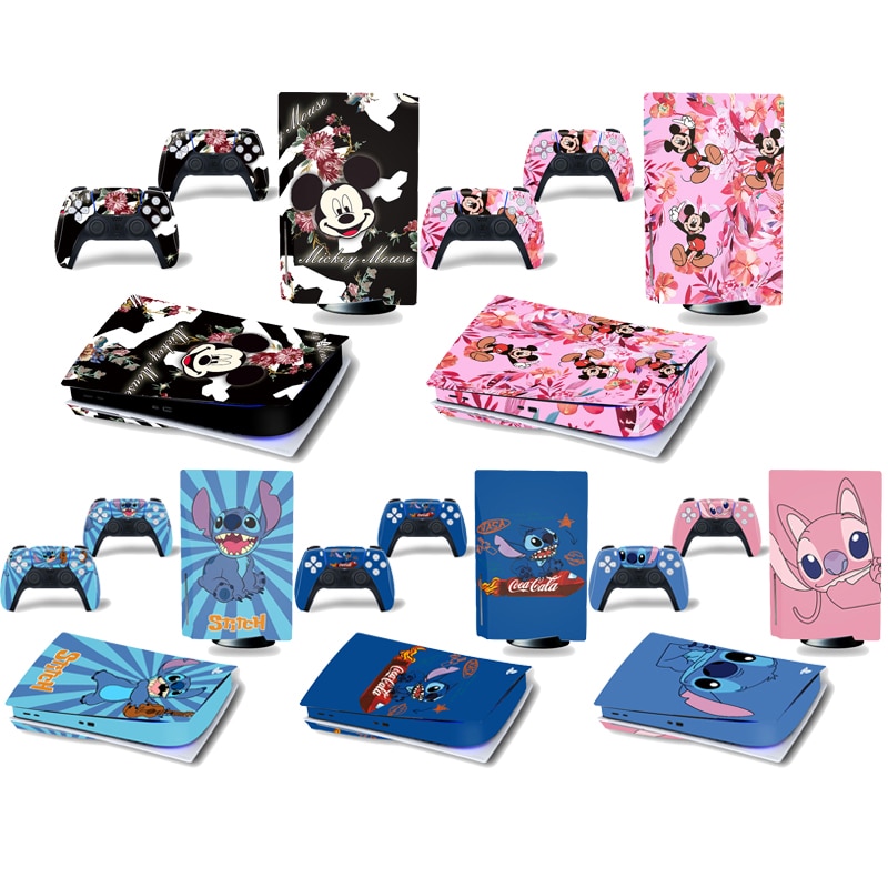 【Must-have】 Mickey Stitch Vinyl Skin Sticker For Ps5 Disk Playstation5 P S 5 Console Controller Full Cover Game Protective Film