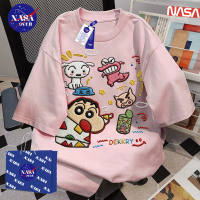 【จัดส่งจากกรุงเทพฯ】🔥NASA ฤดูร้อน oversize แขนสั้น ยูนิเซ็กส์ ลายชินจังสไตล์ปัก สไตล์มังงะ 👶cool เสื้อยืดคอกลม YG4585