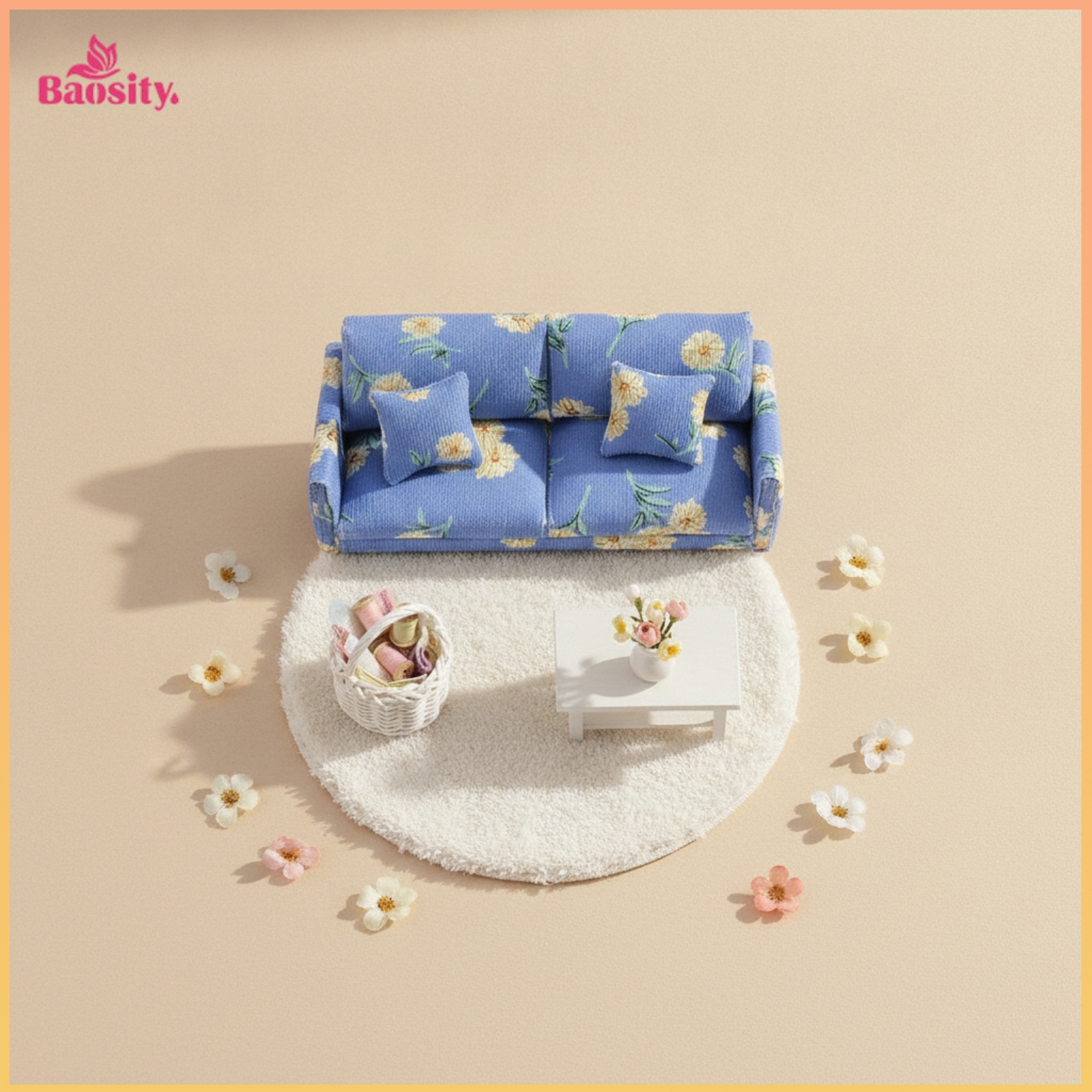 Baosity 1/12 Scale Dollhouse Sofa with Pillows Compact Two-Seat Dollhouse Couch Decorative Miniature Double Sofa Lifelike for Hobbyists ราคา 2,751 บาท*ส่งฟรี