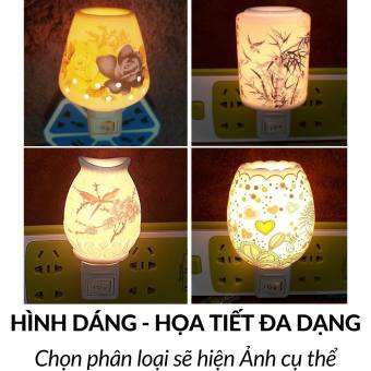 Đèn Ngủ Sứ Xông Tinh Dầu Phích Cắm. Đèn xông tinh dầu thơm phòng kiểu đèn ngủ sứ cắm điện. LMS