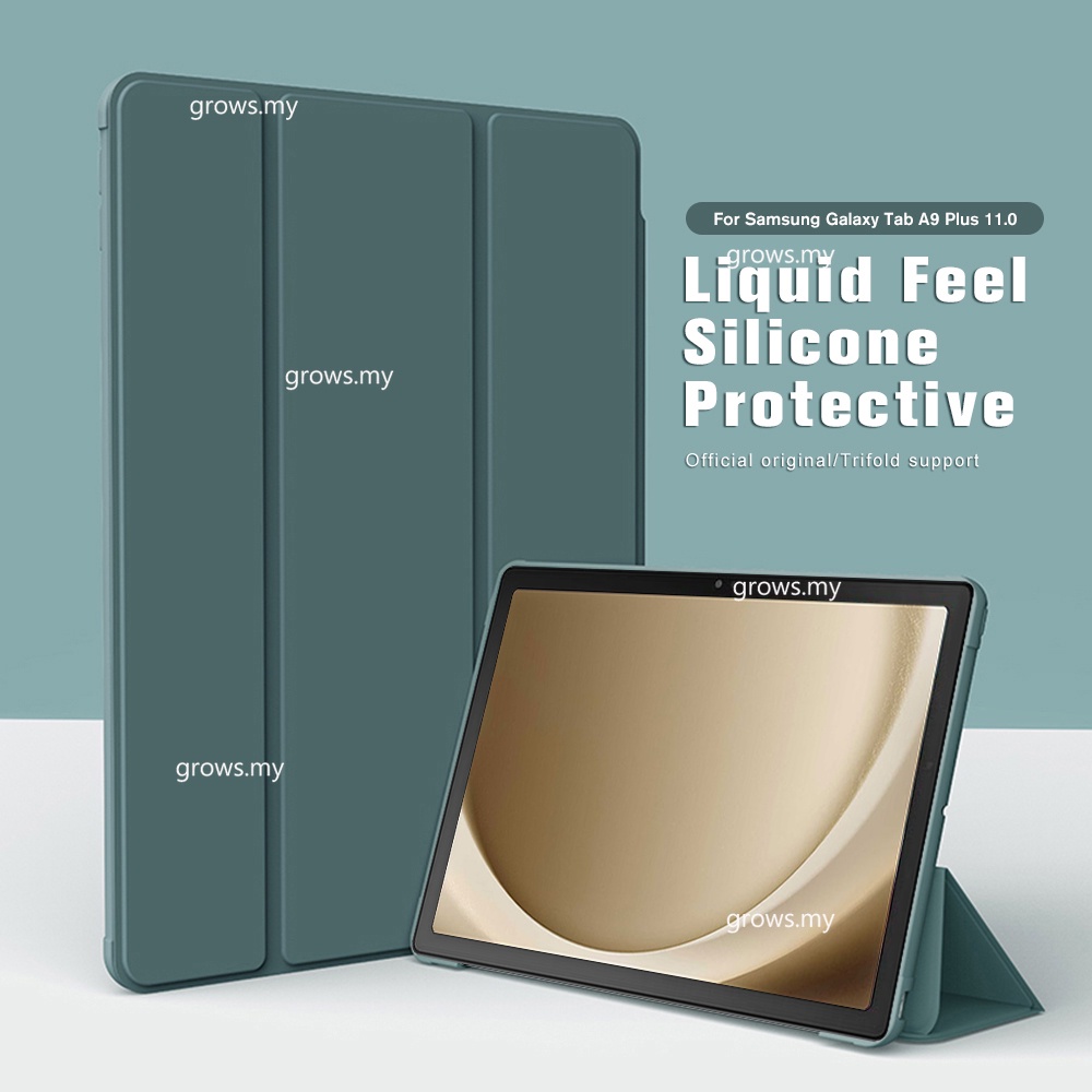 Chờ thông minh lật Silicone Ốp da cho Samsung Galaxy Tab A9 cộng với một 9 taba9 8.7 A9 + Wifi/5g giá sách từ trường hợp