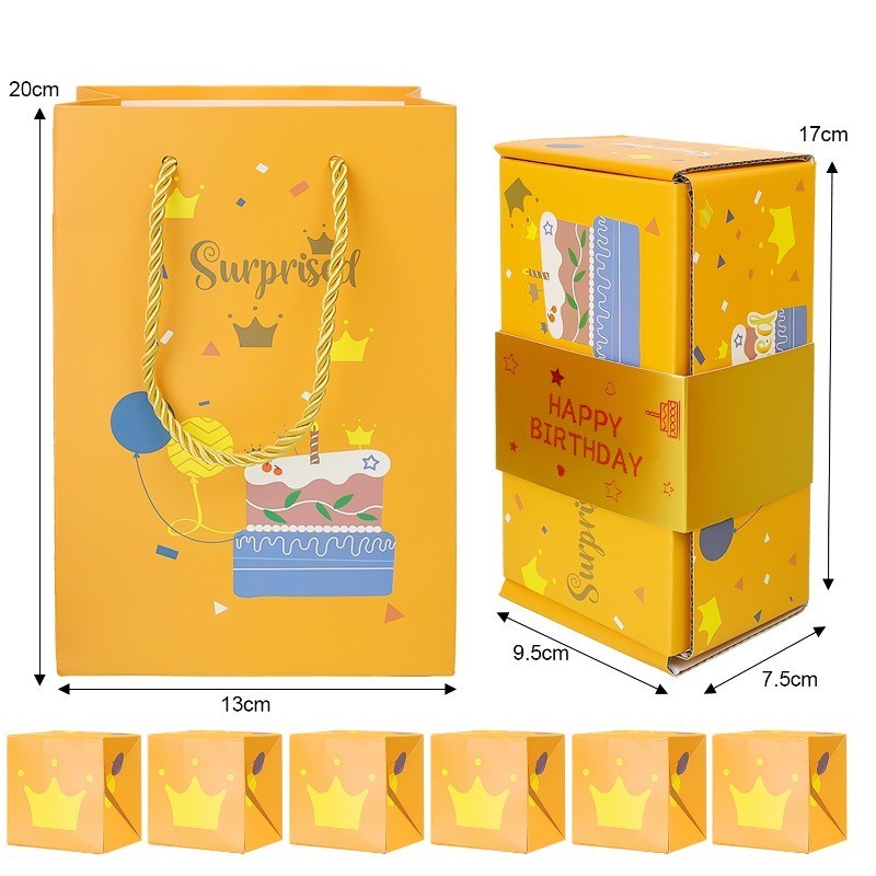 3D Birthday Red Envelope Foldable Money Envelope Cash Gift DIY Packing Money Bag for Birthday Gift