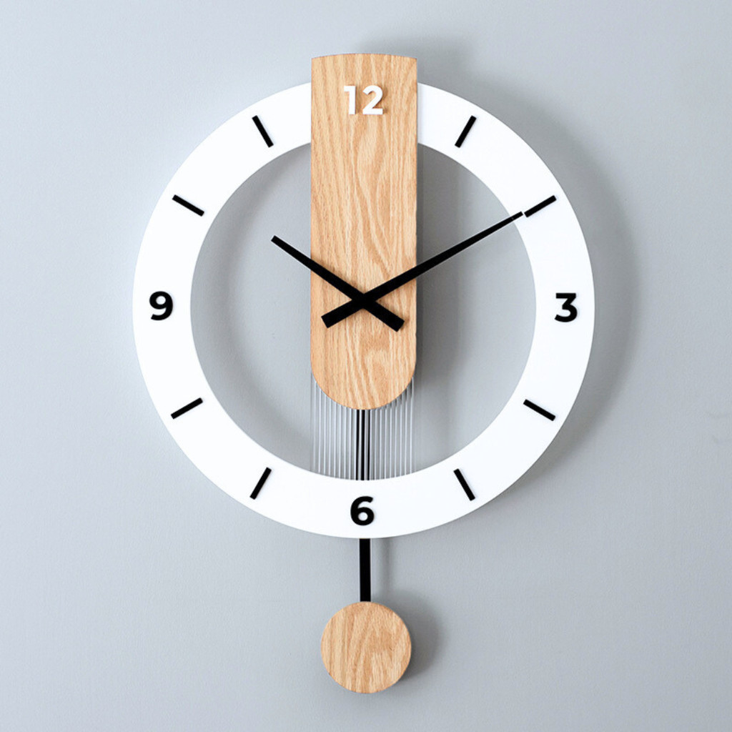 ABS 35CM Large Wall Clock Silent Japan Wooden Muji Styles Minimalist Home Décor Jam Kayu Asli Gantung Dinding Tanpa Bunyi 现代木质挂钟
