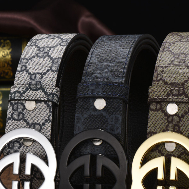 Leather Belt Men's Double G Smooth Buckle Fashion Men's Belt Youth Korean Casual Men's Jeans Belt