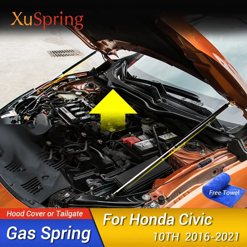 【Worth-Buy】 For Honda Civic 2016 2017 2018 2019 2020 10th Car Front Hood Cover Spring Shock Support Lifting Bracket Hydraulic Rod Strut Bars
