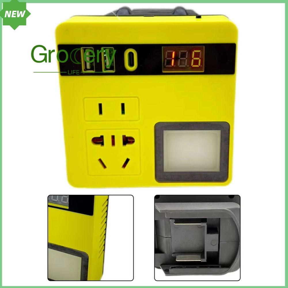 GROCERY LIFE DC 21V đến 220V Biến tần pin lithium 120W 2 cổng USB 1 loại C Biến tần pin Di động Đa chức năng Bộ chuyển đổi biến tần Cho Mán Makita Dành cho các hoạt động ngoài trời