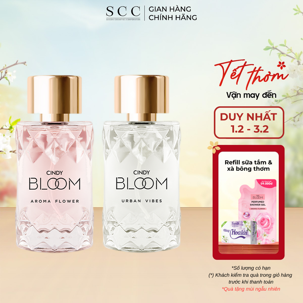 Combo 2 Nước Hoa Nữ Cindy Bloom Aroma Flower Hương Ngọt Ngào Nữ Tính + Urban Vibes Hương Tự Tin Cuốn