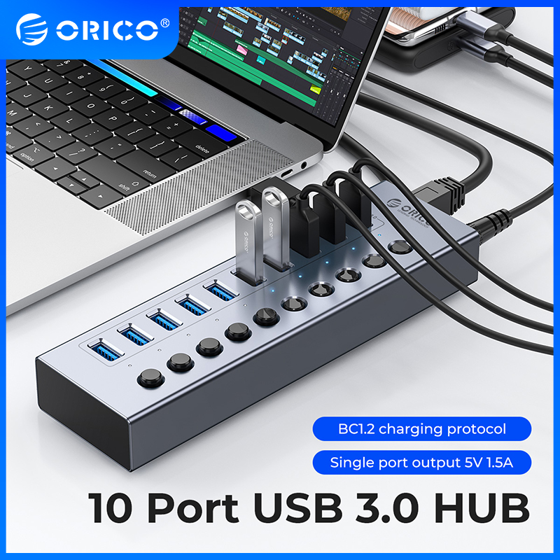 ORICO Powered USB 3.0 Hub 7/10/13/16 Cổng USB mở rộng với ON/OFF thiết bị chuyển mạch 12V Bộ chuyển